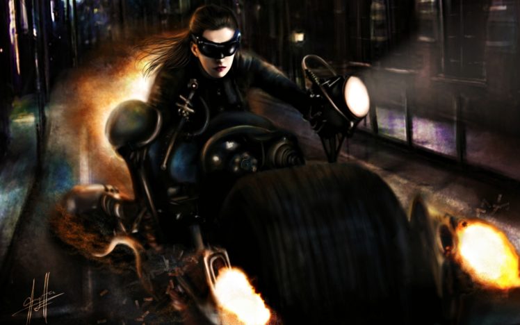 batman, Catwoman, Artwork, Motorbikes, Batman, The, Dark, Knight, Rises HD Wallpaper Desktop Background