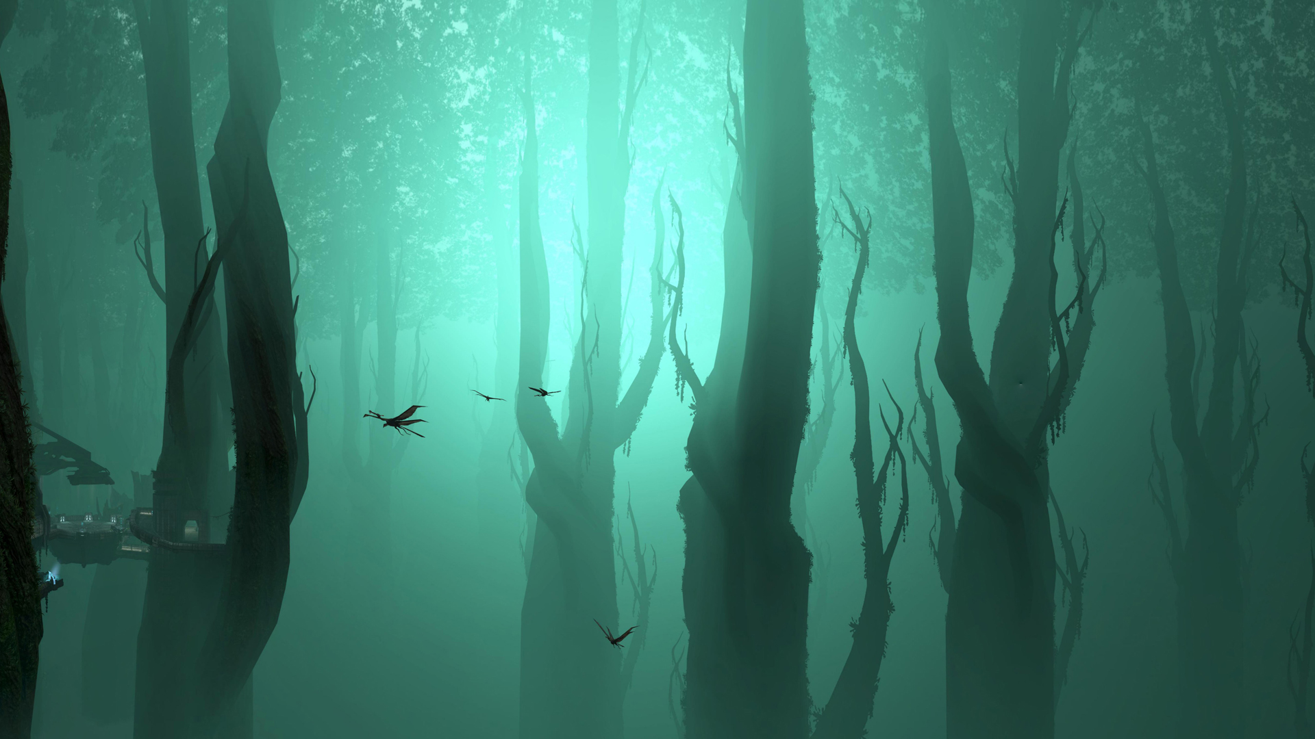 green, Halo, Sci fi, Forest, Fog, Fantasy Wallpapers HD / Desktop and