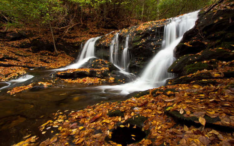 waterfall, Autumn, Rock, Stone, Stream HD Wallpaper Desktop Background