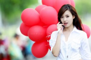 women, Models, Asians, Asia, Balloons