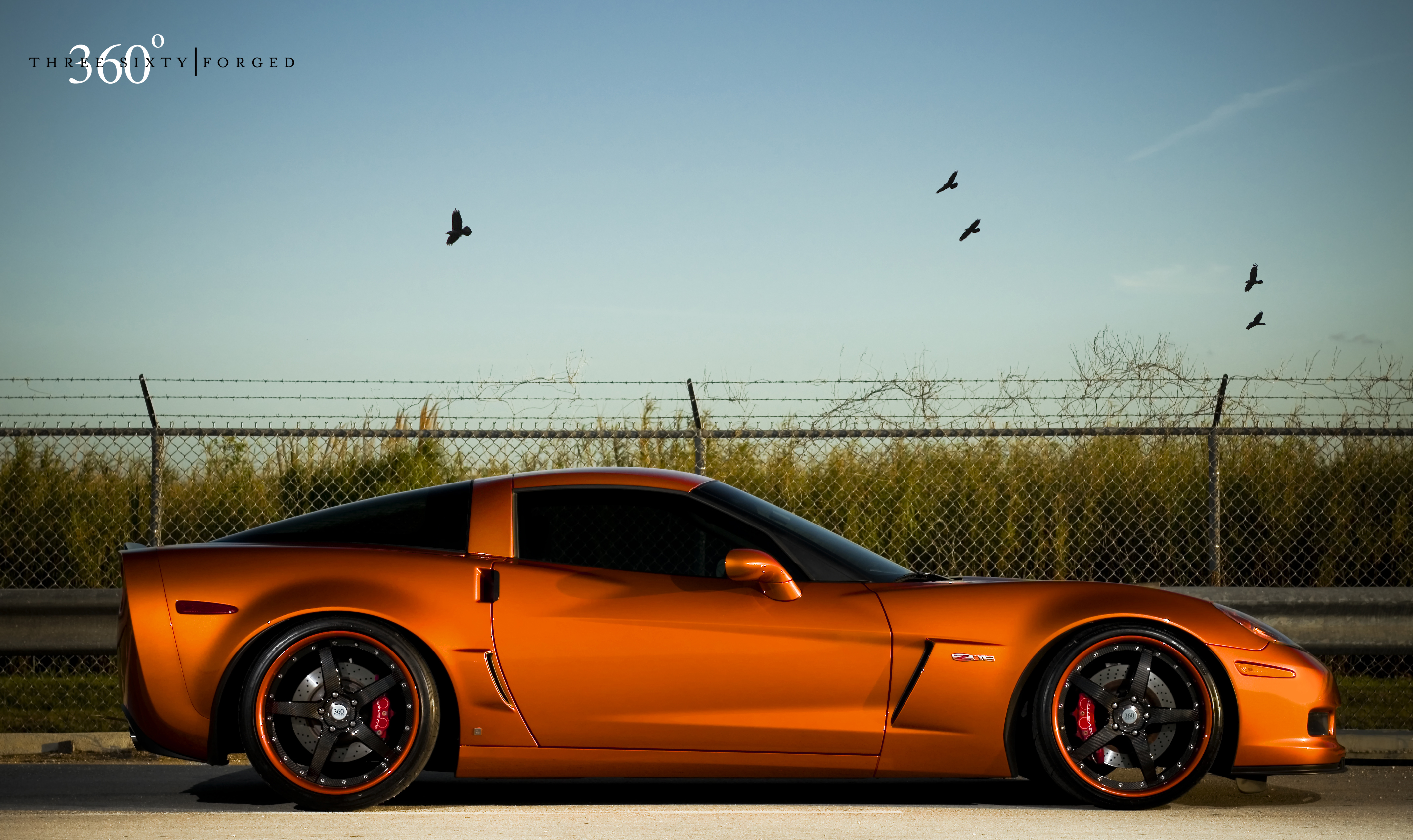 atomic, Orange, Corvette, Z06, On, 360, Forged, Cf, Straight Wallpaper