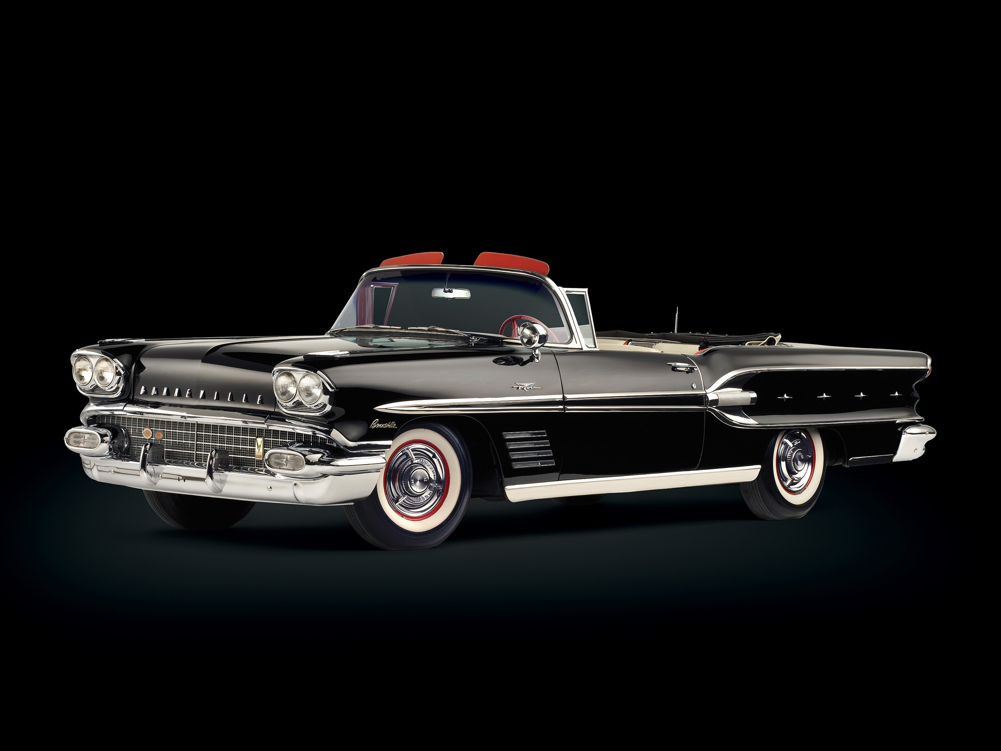 1958, Pontiac, Bonneville, Custom, Convertible,  2567sd Wallpaper