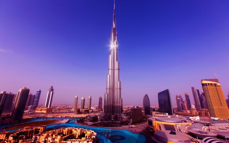 purple, Burj, Khalifa, Tower,  , Dubai HD Wallpaper Desktop Background