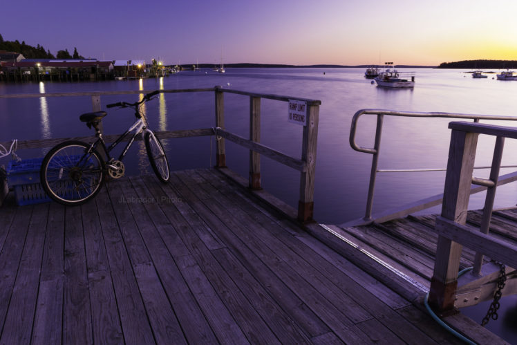 bike, Wharf, Pier, Bay, Sunset HD Wallpaper Desktop Background
