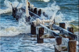 sea, The, Waves, The, Old, Pier, Icicles, Landscape