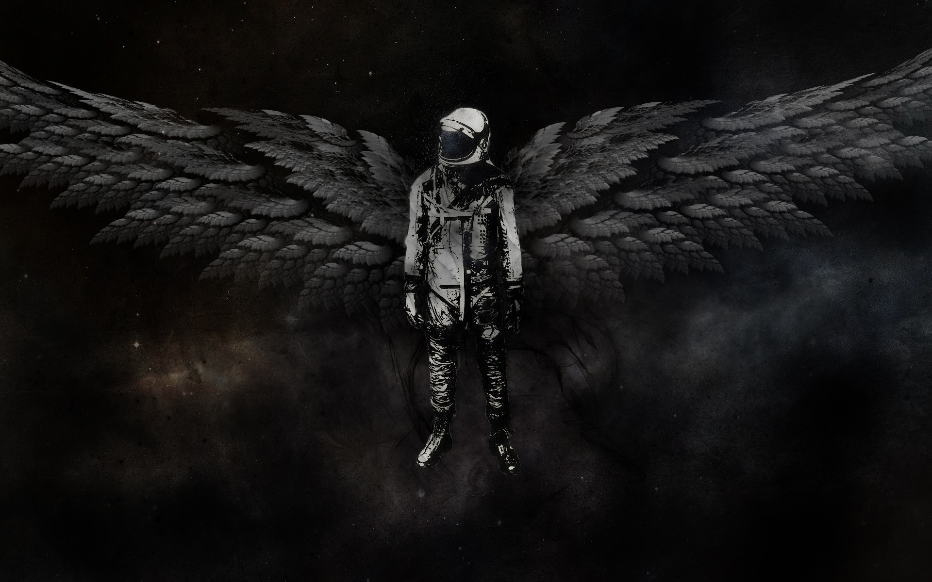 outer, Space, Astronauts, Angel, Wings Wallpaper