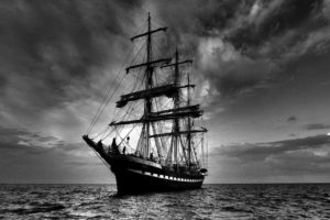 black, And, White, Clouds, Nature, Seas, Dark, Boats, Sailing