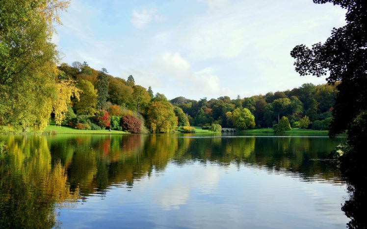 autumn, Lake, Trees, Bridge, Landscape HD Wallpaper Desktop Background