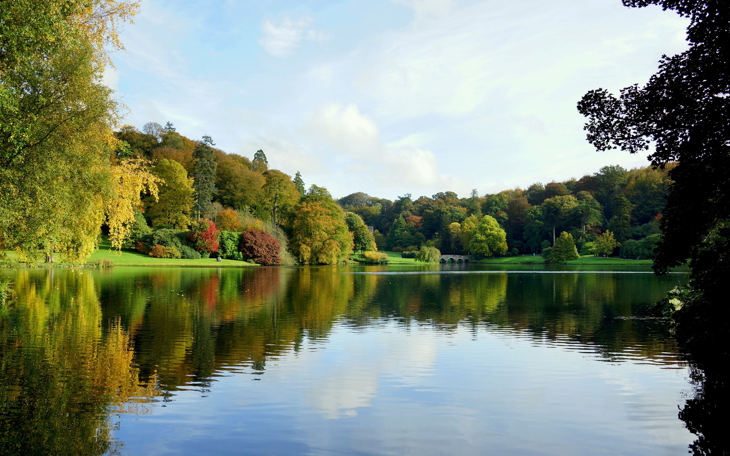 autumn, Lake, Trees, Bridge, Landscape Wallpaper