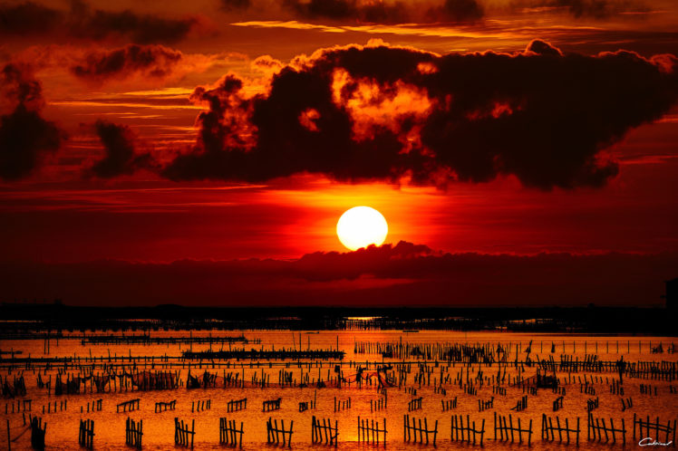 sun, Sea, Bars, Sunset, Fence HD Wallpaper Desktop Background