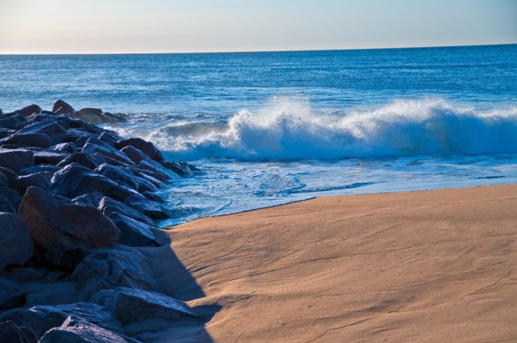 sea, Splash, Rocks, Beach, Landscape HD Wallpaper Desktop Background
