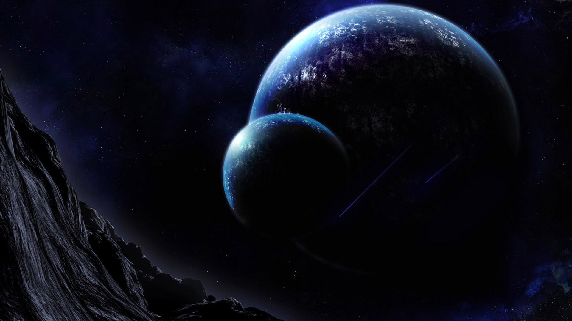 mountains, Planet, Gorge, Night Wallpaper