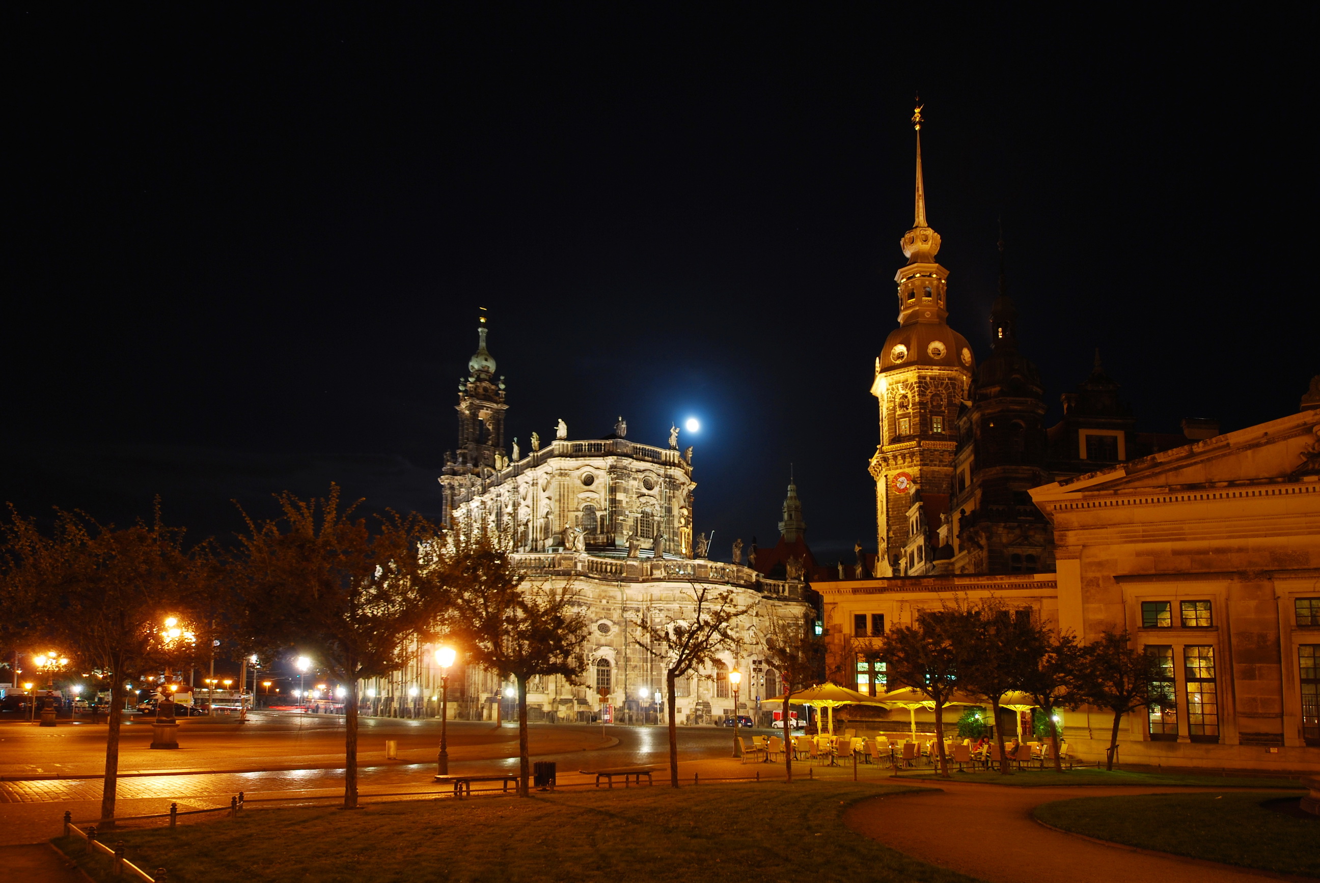 germany, Sachsen, Dresden, Night, Street, Cities Wallpaper