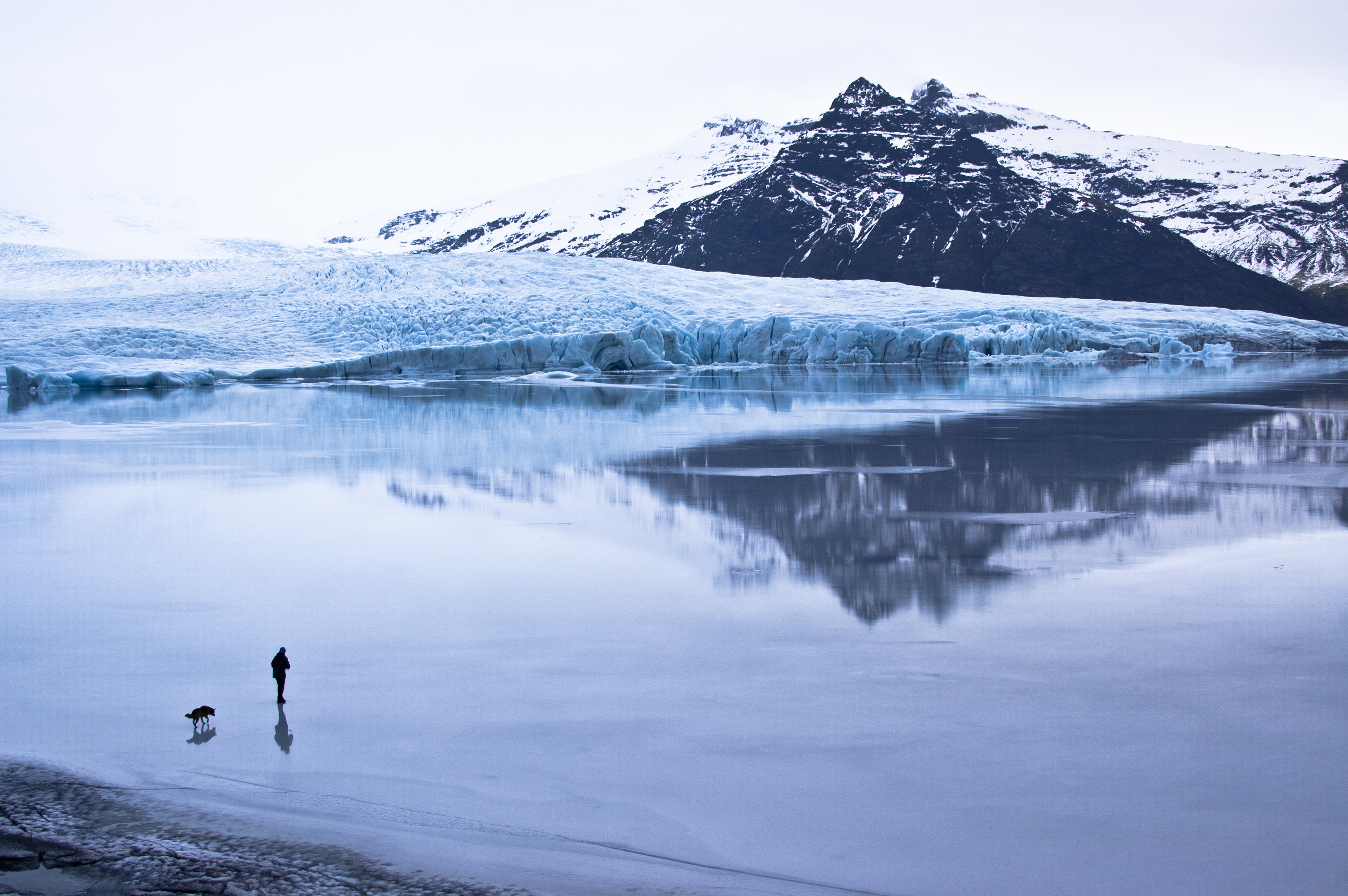 ice, Man, Mountain, River Wallpaper
