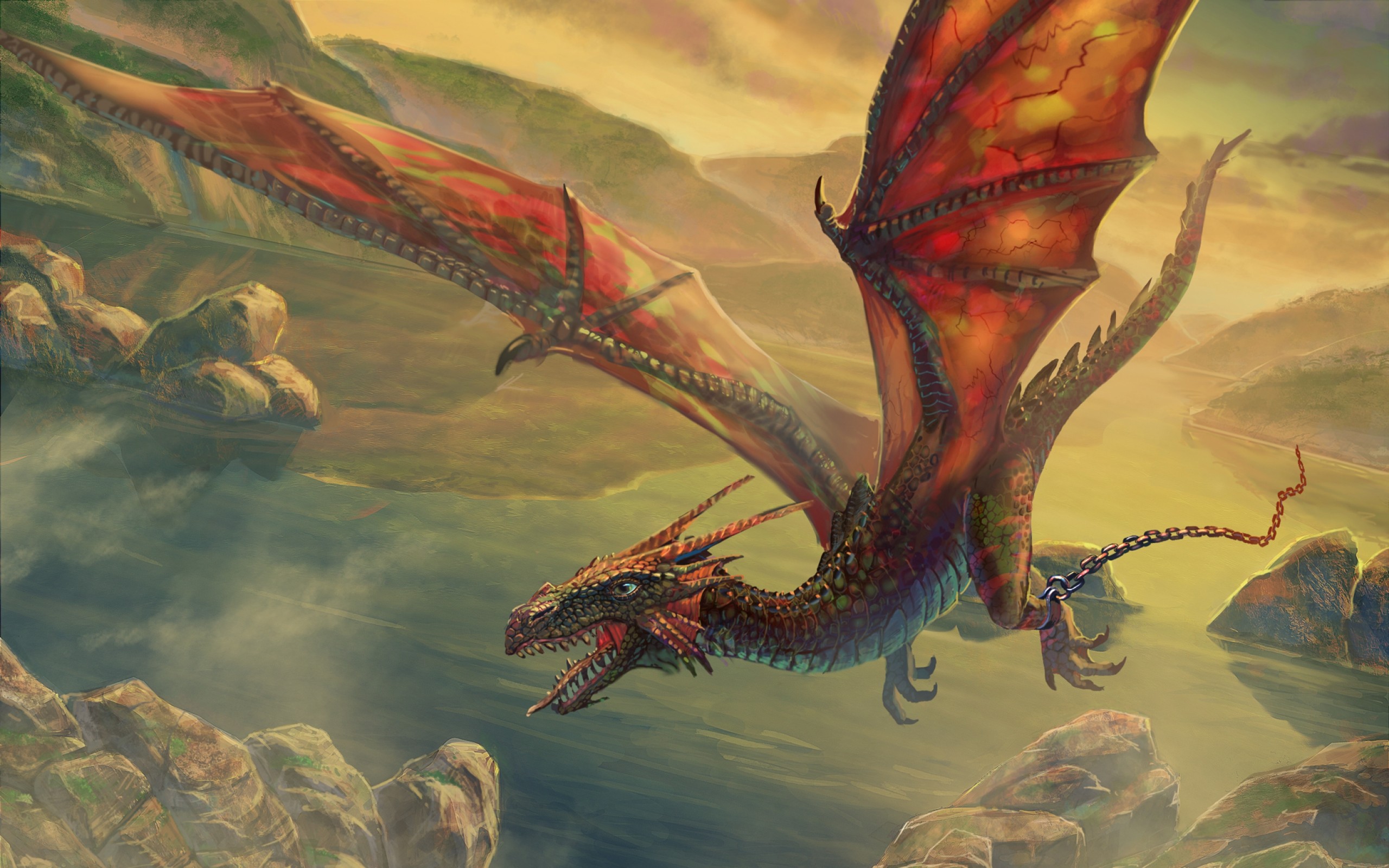 wings, Dragons, Flying, Fantasy, Art, Escape, Artwork, Air, Skyscapes Wallpaper