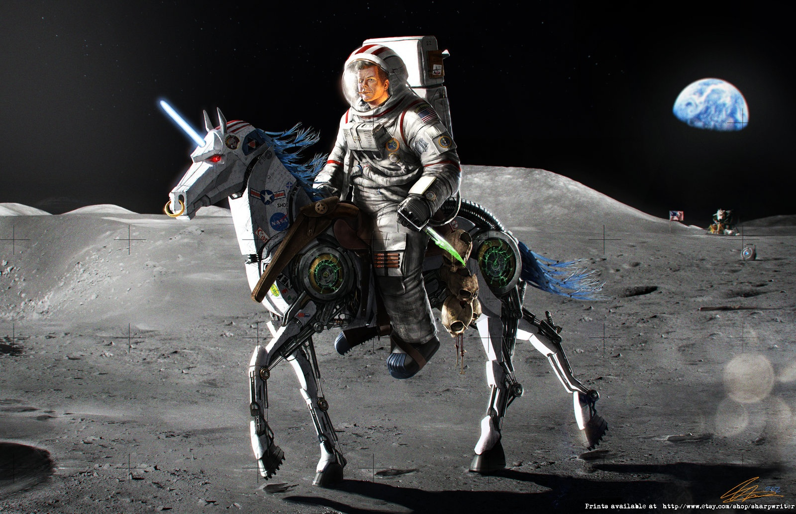 john, F, Kennedy, Wtf, Astronaut, Moon, Earth, Horse, Unicorn, Machine Wallpaper