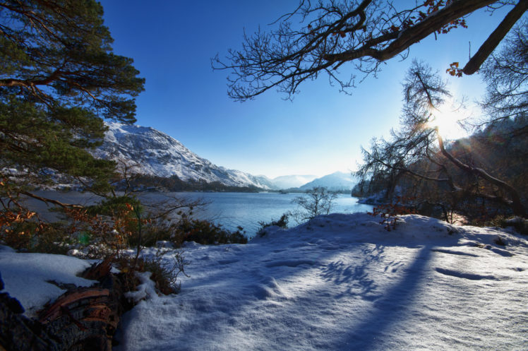 winter, Mountain, Forest, Lake HD Wallpaper Desktop Background