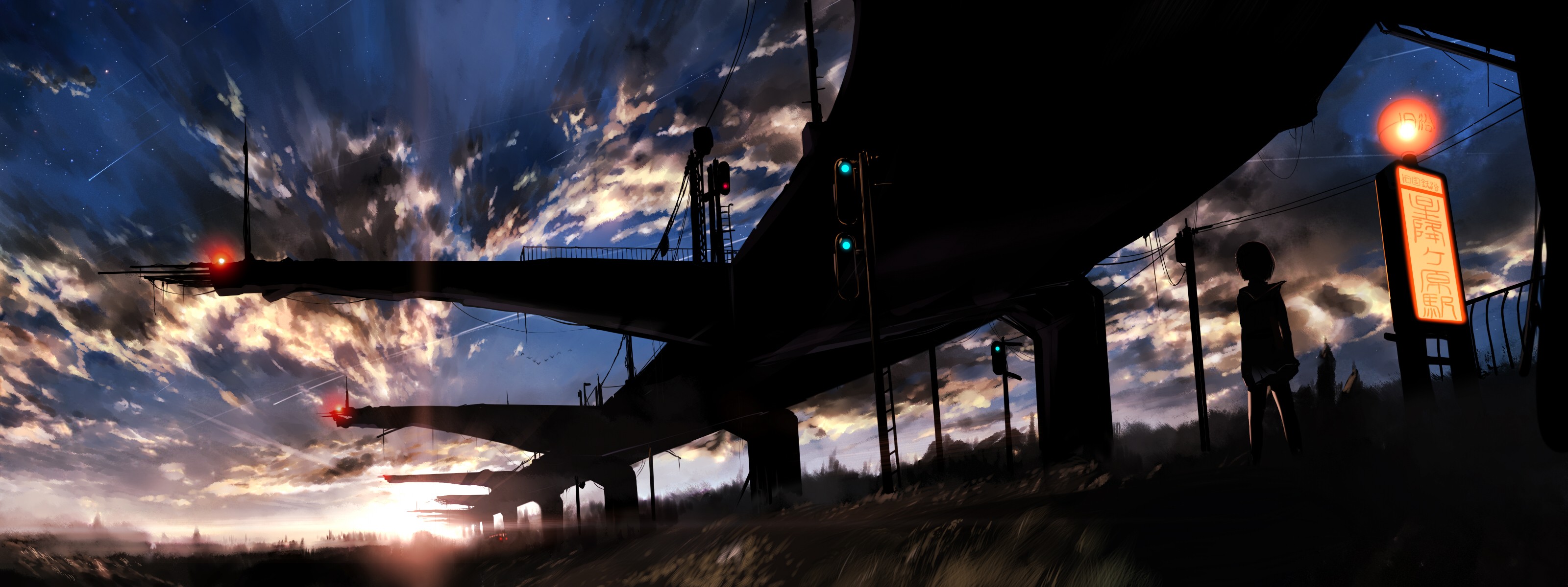 sunset, Clouds, Makoto, Shinkai, Scenic, 5, Centimeters, Per, Second, Skyscapes Wallpaper