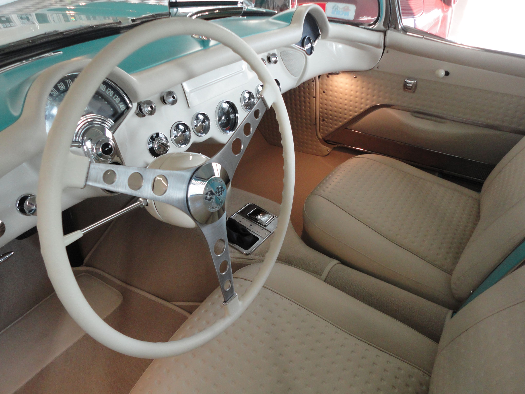 1957, Chevrolet, Corvette, Convertible, Muscle, Supercar, Retro, Interior Wallpaper