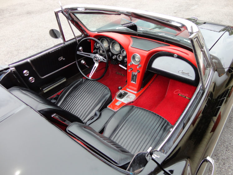 1963, Chevrolet, Corvette, Stingray, Convertible, Supercar, Muscle, Classic, Interior HD Wallpaper Desktop Background