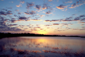 lake, Sunset