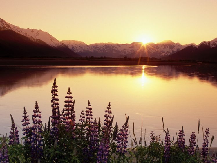 lakes, Sunset HD Wallpaper Desktop Background