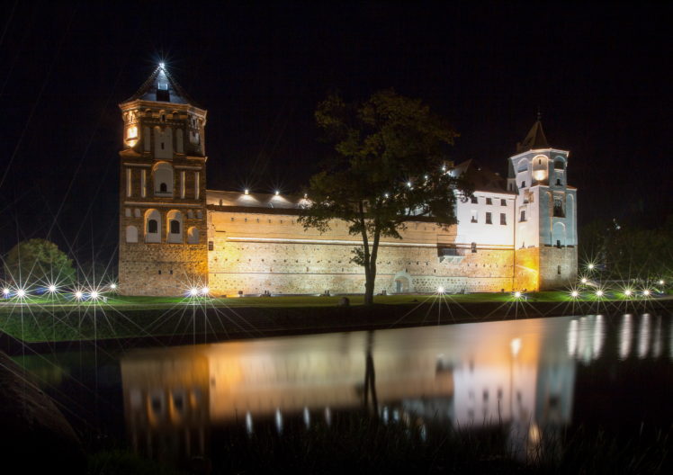 castles, Belarus, Night, Cities HD Wallpaper Desktop Background