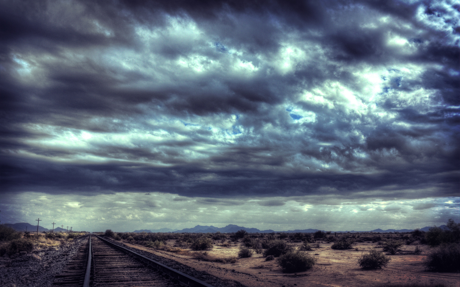 horizon, Desert, Railroad, Tracks, Skyscapes Wallpaper