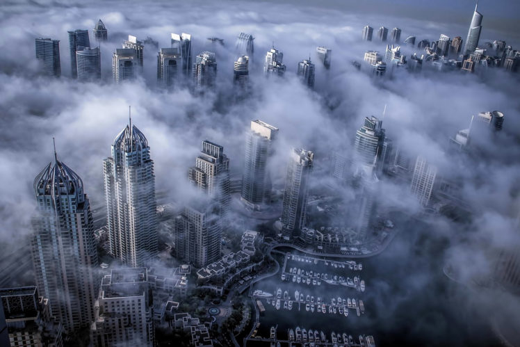 skyscrapers, Fog, Dubai, Uae HD Wallpaper Desktop Background