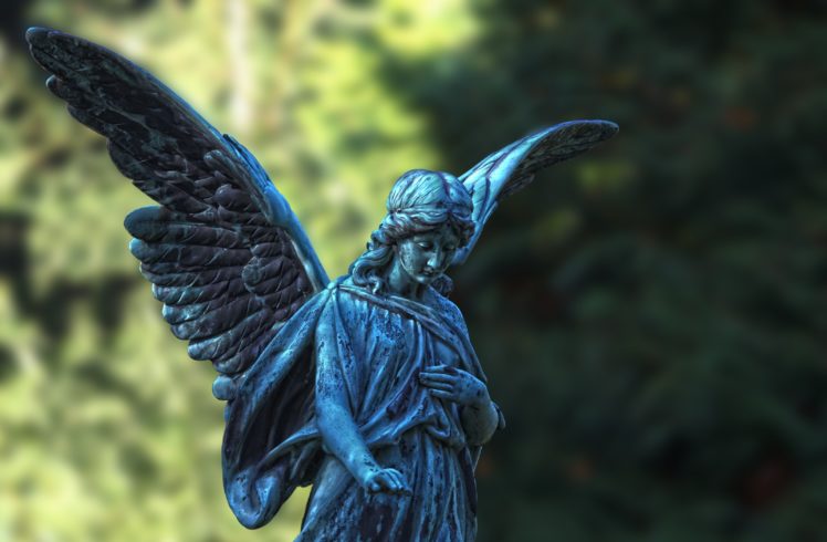 statue, Angel, Wings, Gothic, Bokeh, Fantasy, Religion HD Wallpaper Desktop Background