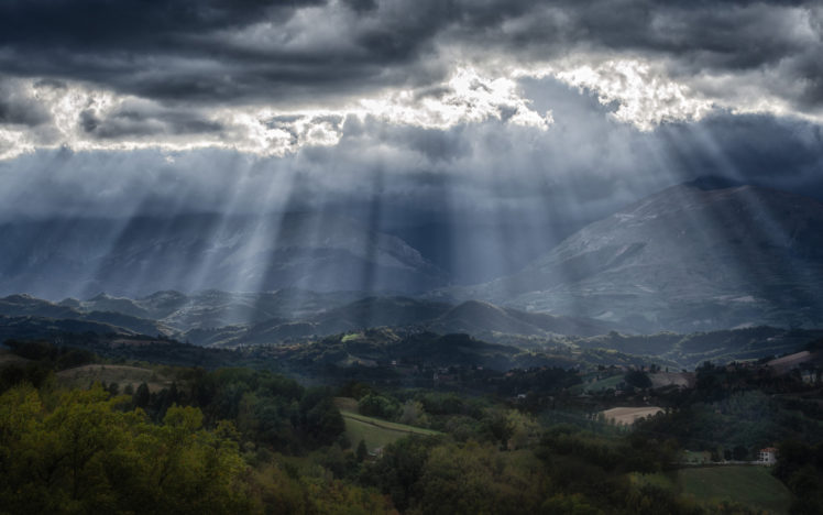 sunlight, Clouds, Landscape, Mountains HD Wallpaper Desktop Background