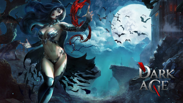 vampire, Dark, Age,  , Forsaken, World,  , Bats, Moon, Games, Girls, Fantasy HD Wallpaper Desktop Background