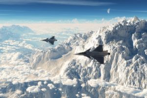 mountains, Clouds, Aircraft, Fighter, Jet