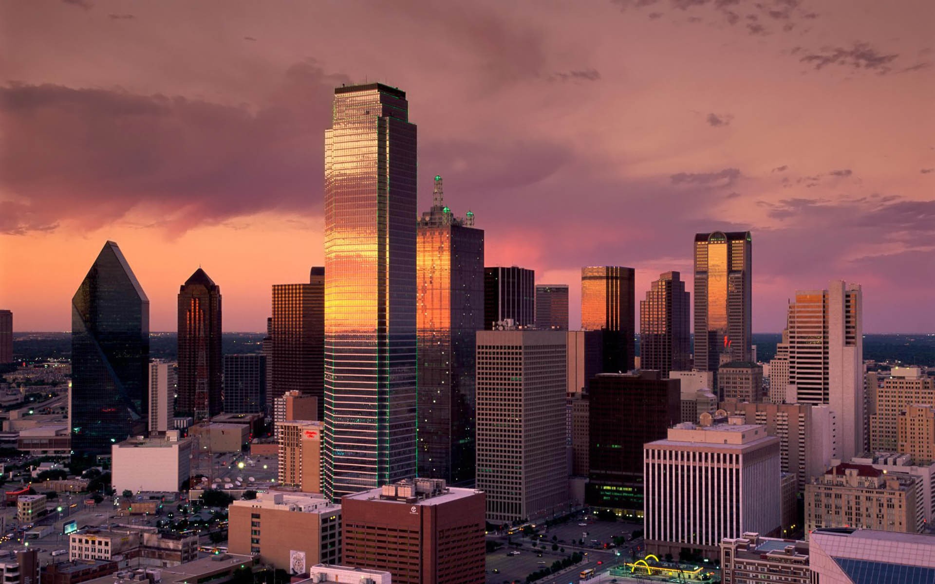 sunset, Cityscapes, Buildings, Dallas Wallpaper