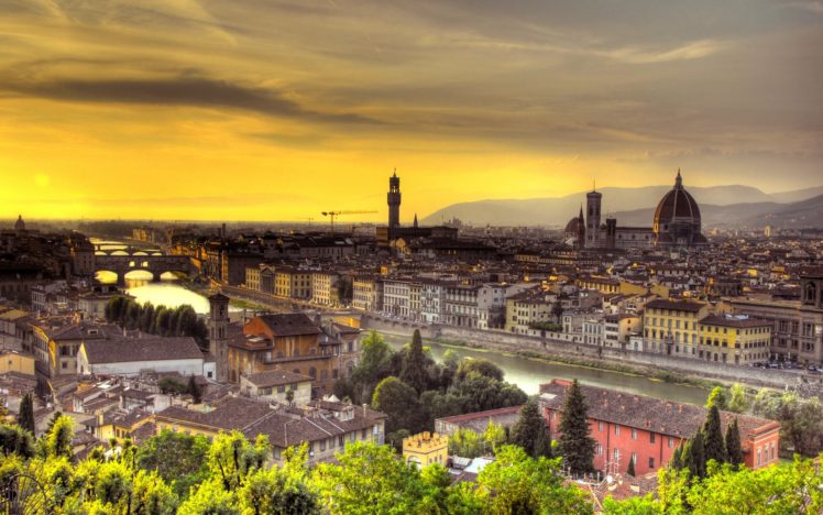 sunset, Landscapes, Horizon, Cityscapes, Italy, Florence, Rivers HD Wallpaper Desktop Background