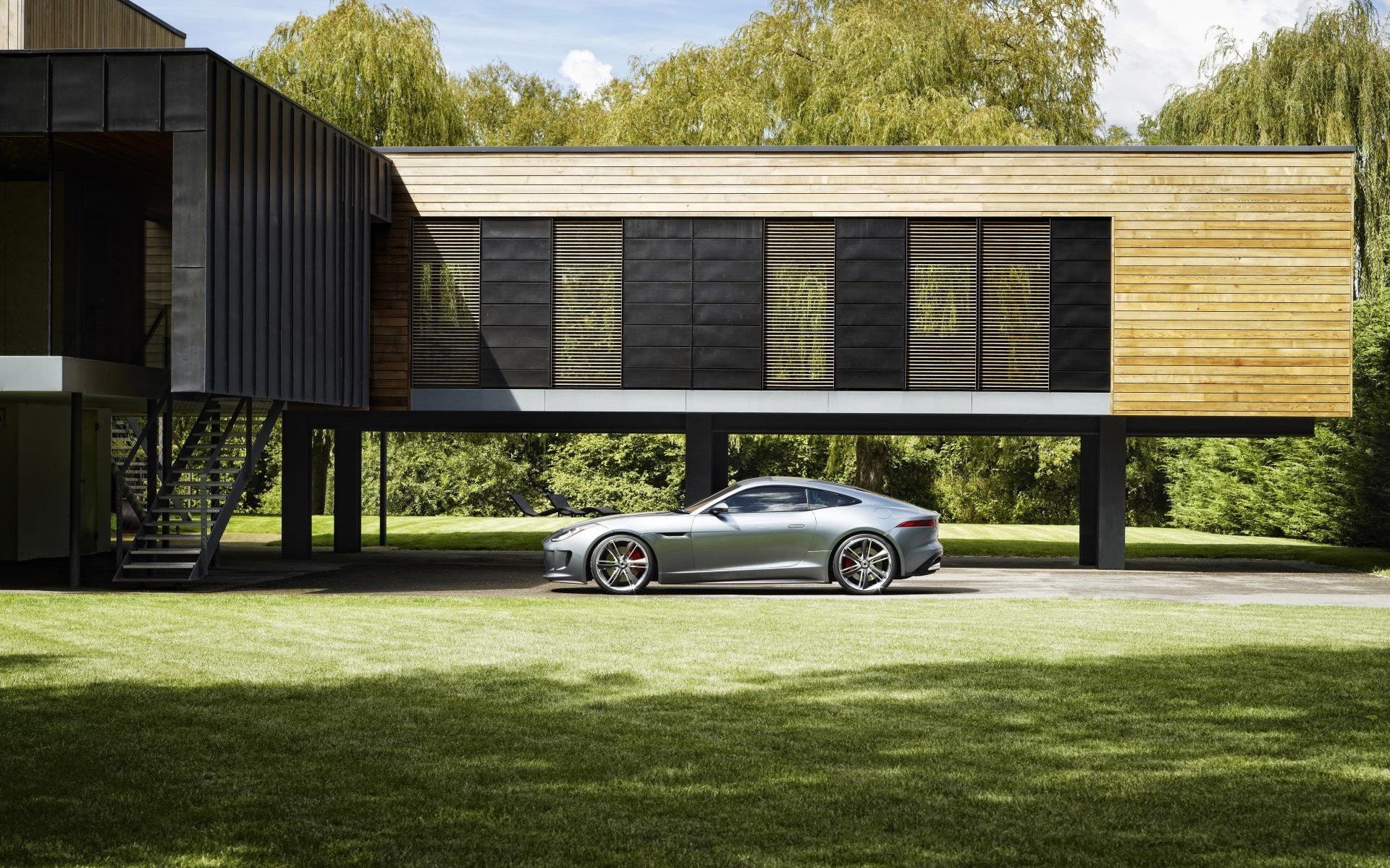 cars, Architecture, Grass, Houses, Ferrari Wallpaper
