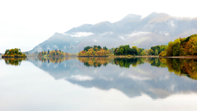uk, Mountain, England, Trees, Mist, Fog, Autumn, Reflection, Lake HD Wallpaper Desktop Background