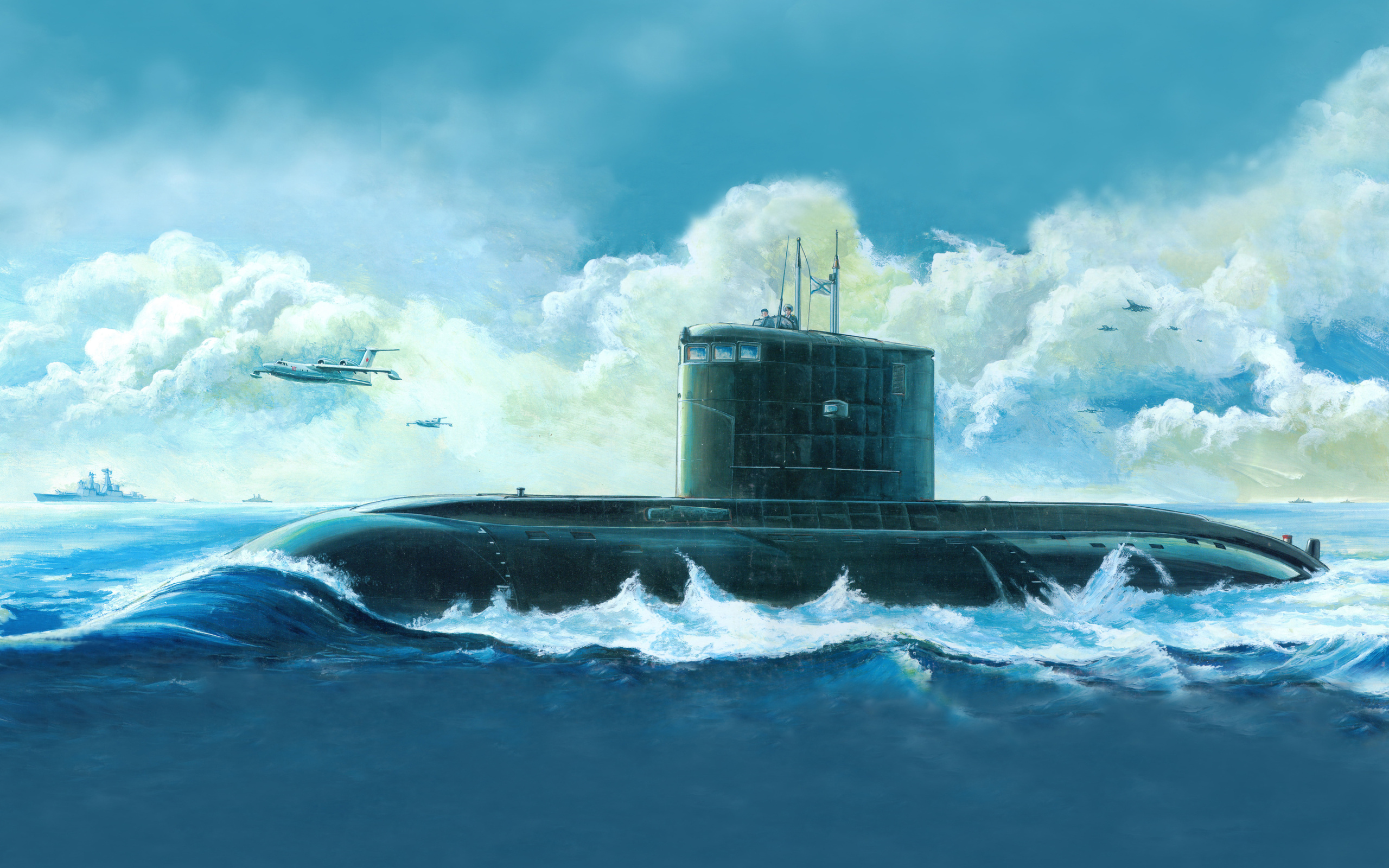 russian, Kilo, Class, Attack, Submarine, Art, Drawing, Military Wallpaper
