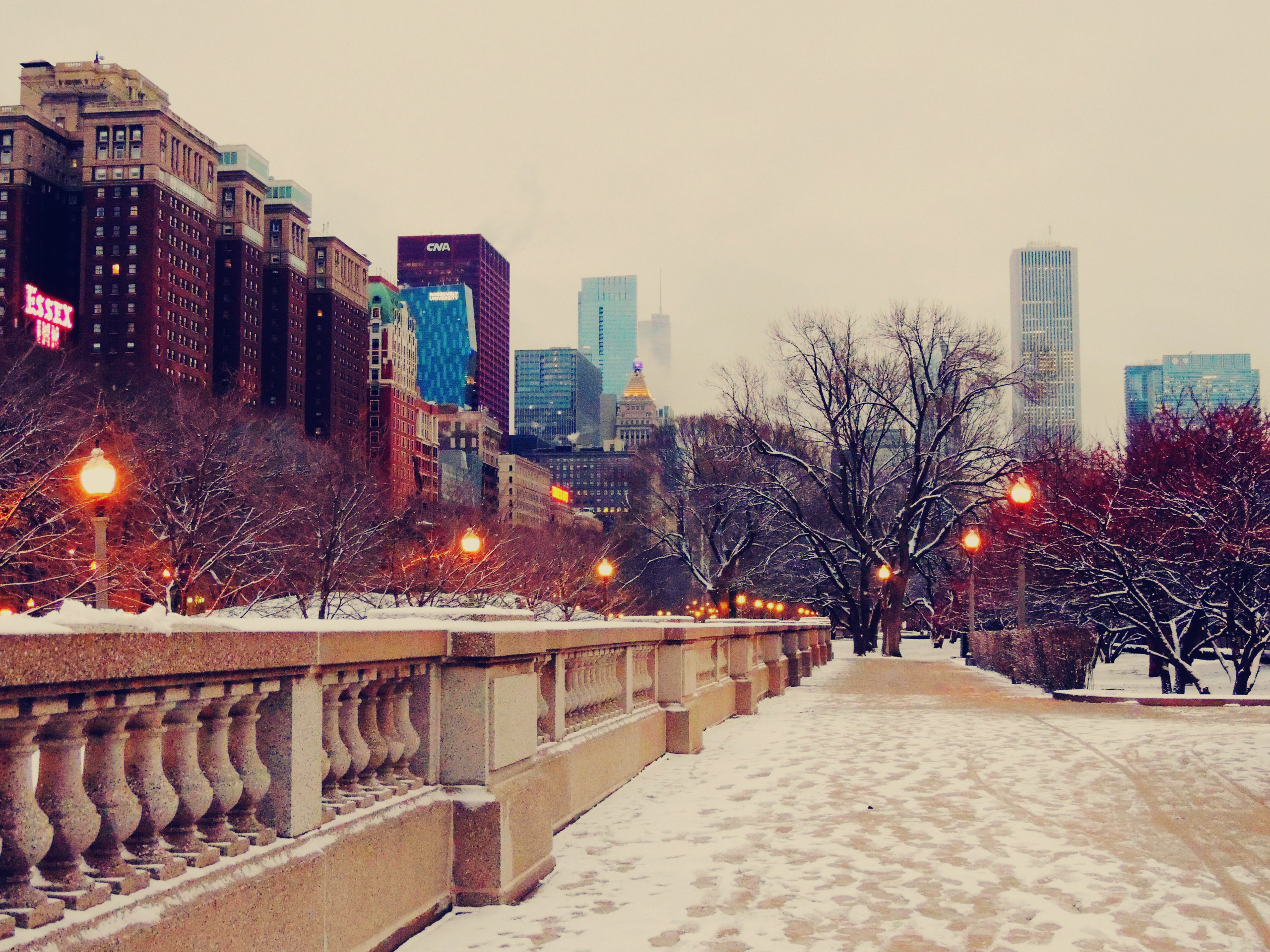 skyscrapers, Chicago, Street, Winter, Snow Wallpaper