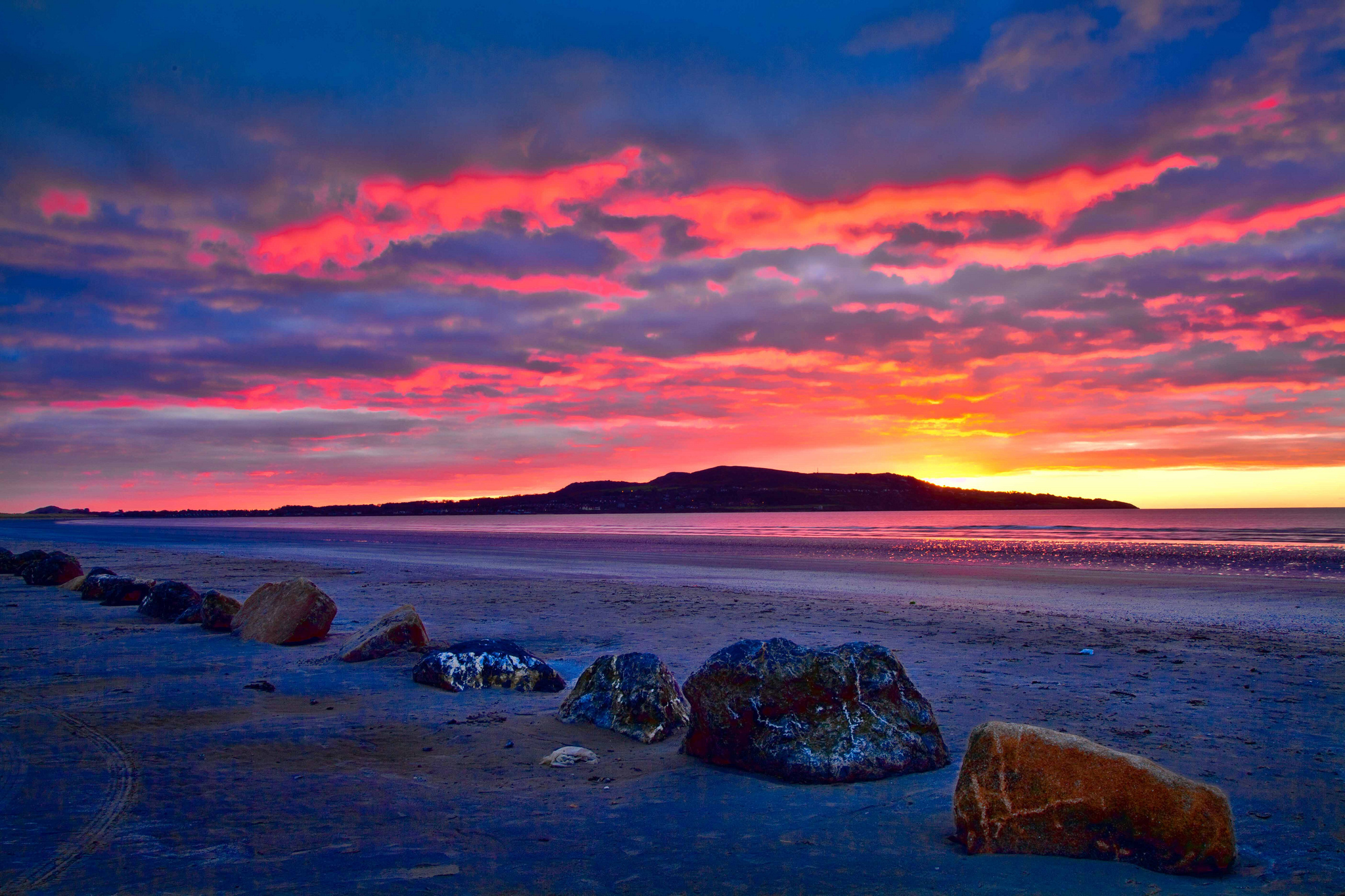 iceland, Beach, Rocks, Bay, Sunrise Wallpaper