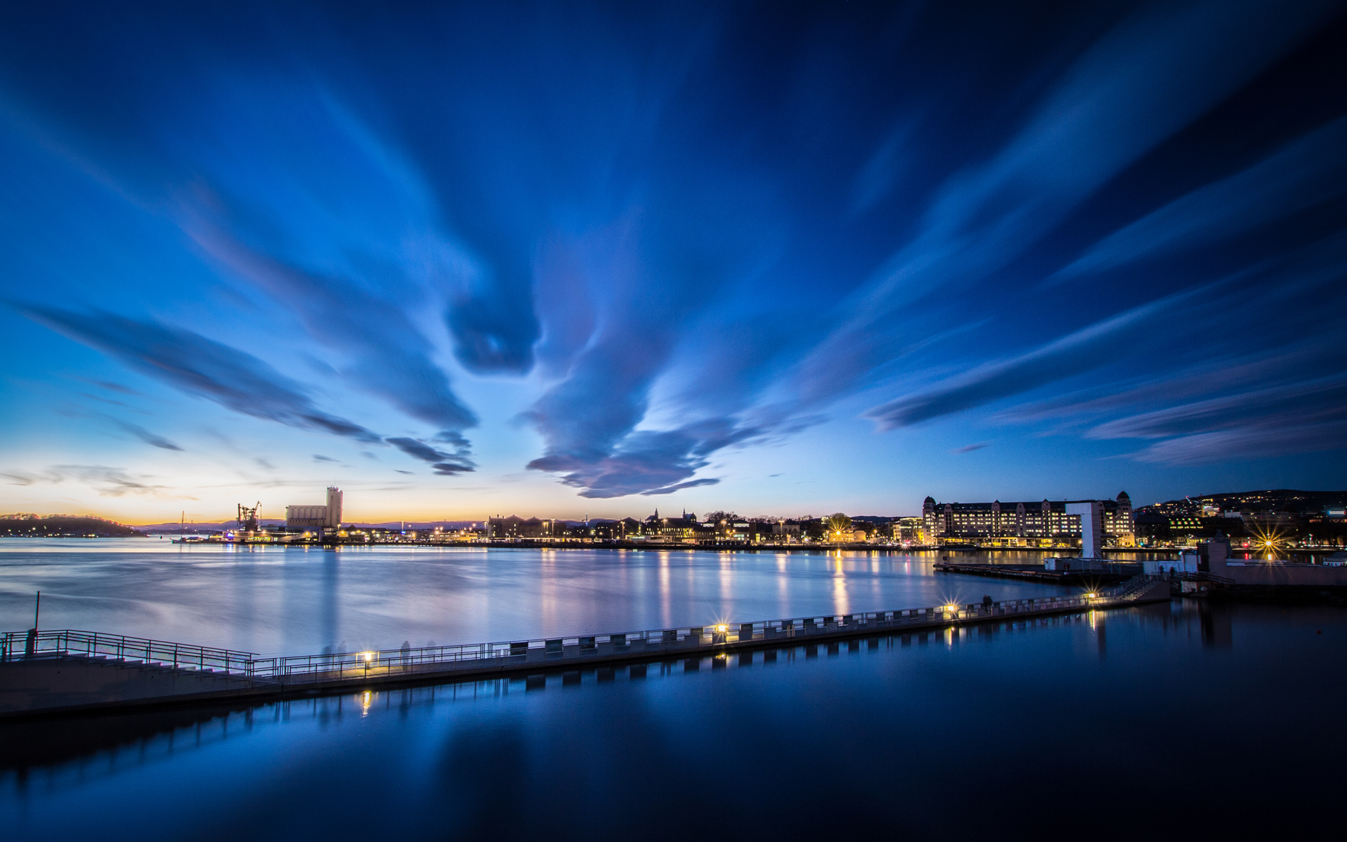 river, Buildings, Clouds, Sunset, Reflection Wallpaper