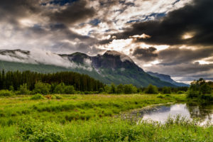 valley, Hemsedal, Norway, Mountains, Trees, River, Landscape