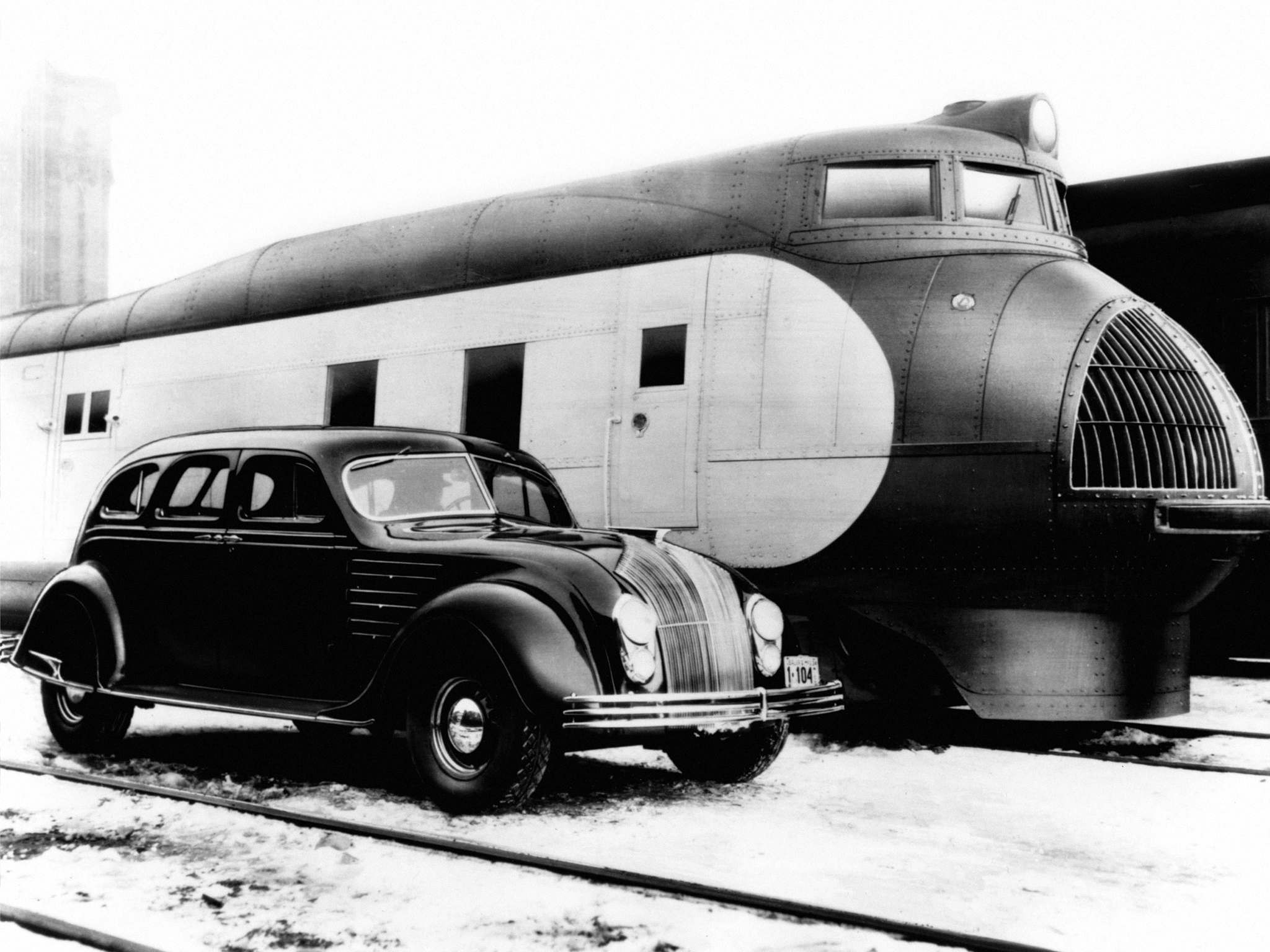 1934, Chrysler, Airflow, Retro, Train Wallpaper