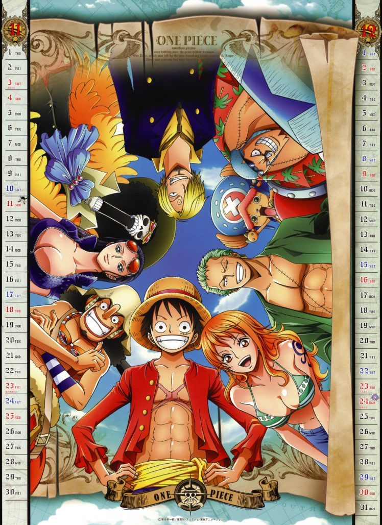 one, Piece,  anime , Nico, Robin, Roronoa, Zoro, Chopper, Brook, Calendar, Anime, Franky, Monkey, D, Luffy, Nami,  one, Piece , Usopp, Sanji,  one, Piece HD Wallpaper Desktop Background