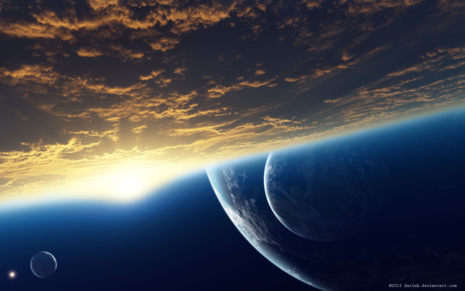 planets, Cg, Tarlight, Clouds Wallpaper