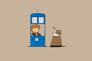 tardis, Dalek, Fourth, Doctor, Doctor, Who, Peanuts,  comic, Strip