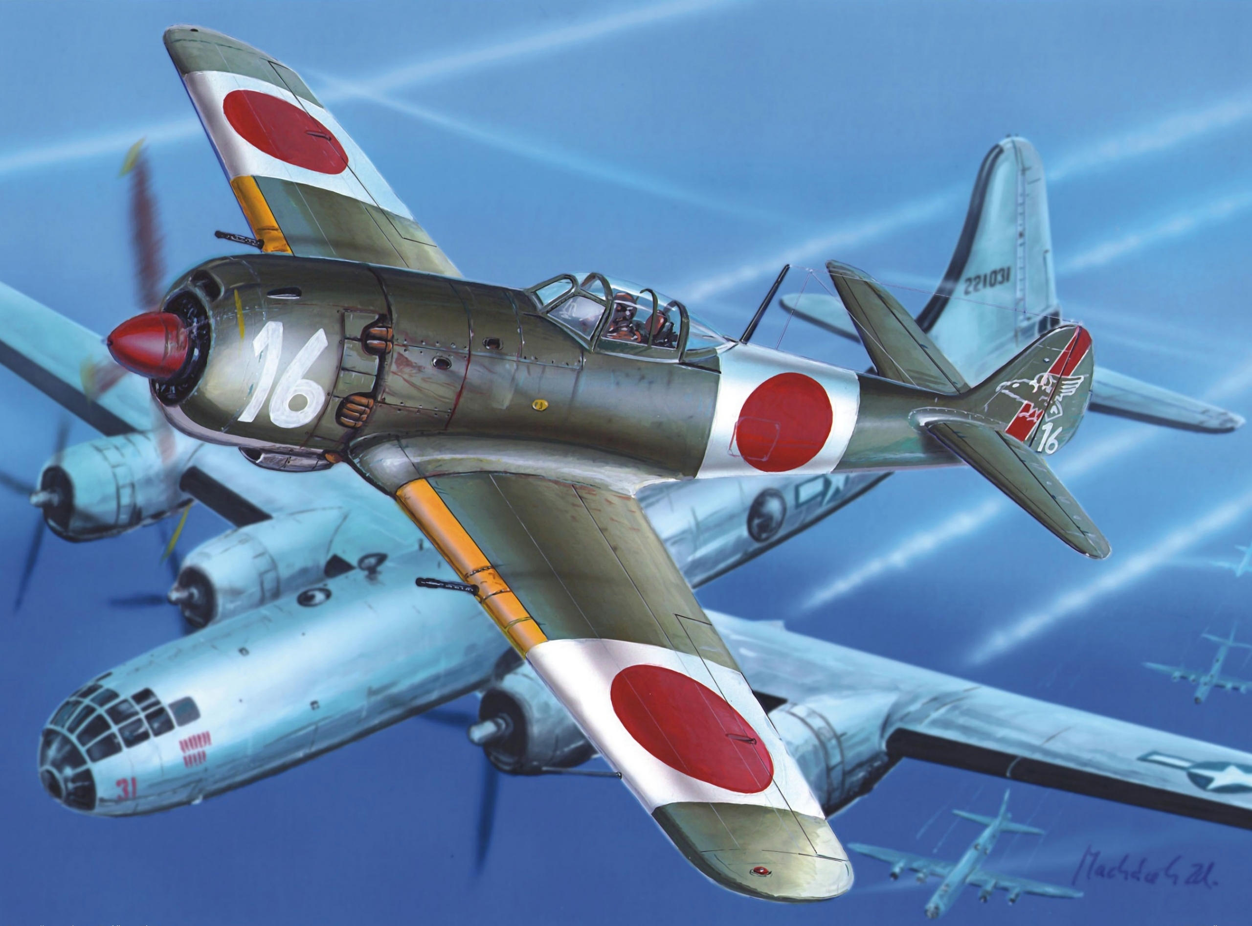 art, Sky, Aircraft, Tachikawa, Ki 106, Military, Art Wallpaper