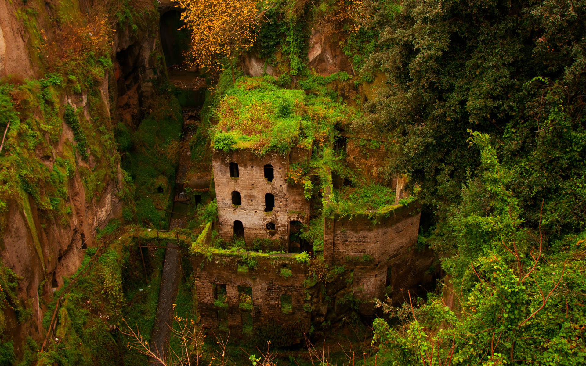 gorge, Green, House, Building, Ruins, Sorrento, Abandonment Wallpaper