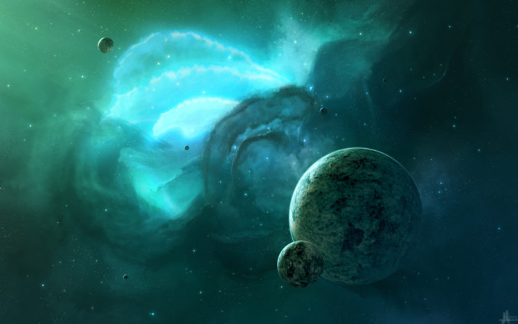planet, Stars, Green, Nebula HD Wallpaper Desktop Background