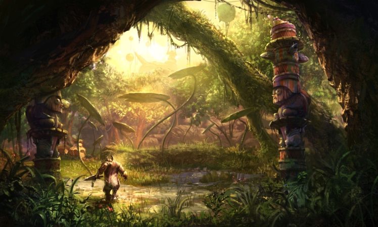 tera, Online, Fantasy, Warrior, Landscape, Jungle HD Wallpaper Desktop Background